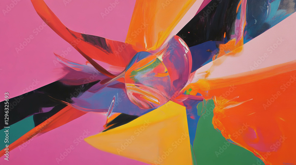 Poster vibrant abstract explosion with dynamic shapes and bold colors for creative projects