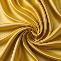 Abstract Golden Silk Fabric with Smooth Flowing Texture