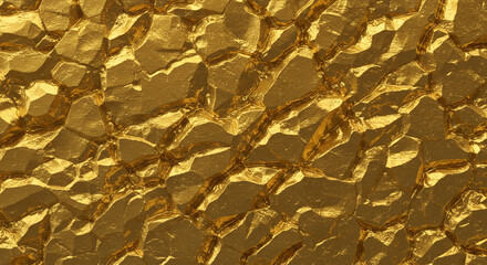 Gold Crumpled Foil Texture Background