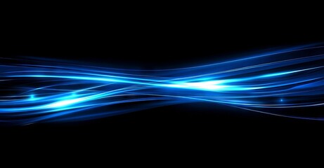 Glowing blue tech lines weave through cyberspace, forming a complex 3D network driven by data, symbolizing the seamless integration of science and technology.