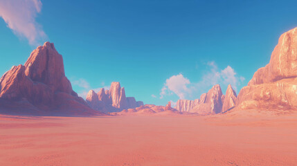 Naklejka premium Majestic desert landscape with towering mesas and clear blue sky