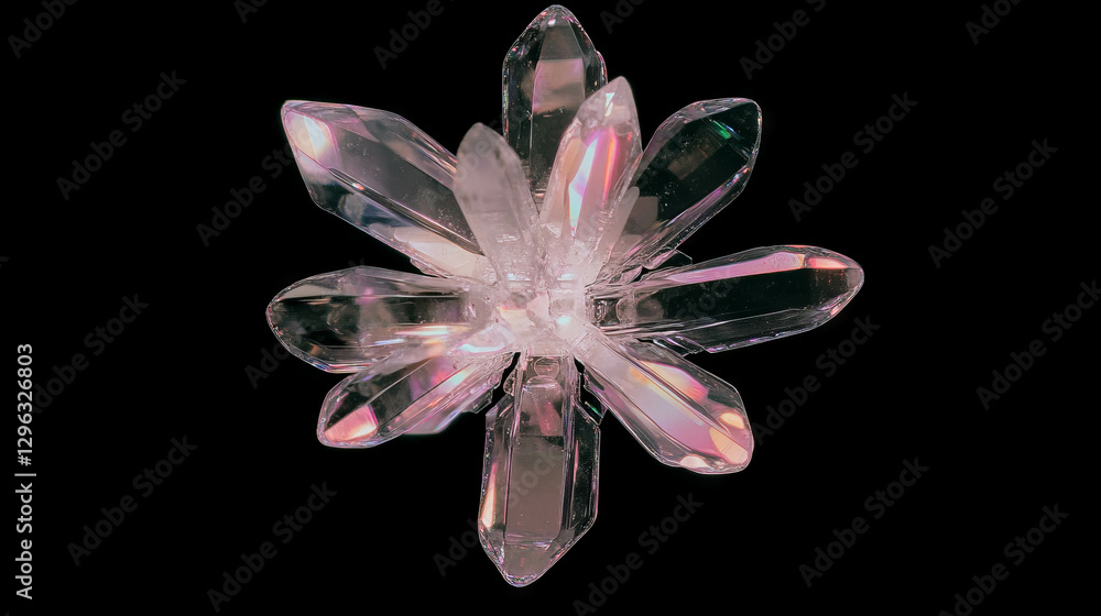 Poster intricate macro photograph of a snowflake with crystal clarity