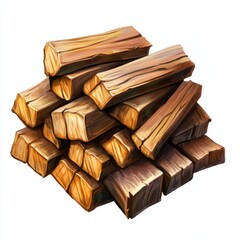 Pile of Cut Firewood Stacked Neatly for Outdoor Use and Storage