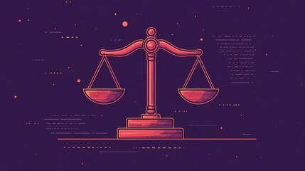 Legal Framework. Scales of justice, glowing with modern, digital lines.