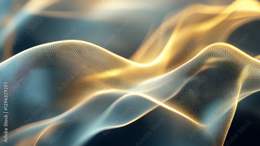 Poster abstract digital illustration of flowing light particle streams and waves