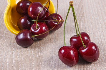 Fresh ripe cherries. Healthy dessert or snack