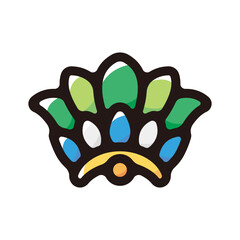 Feather ornament illustration icon.Simple vector outline, clipart for graphic design.