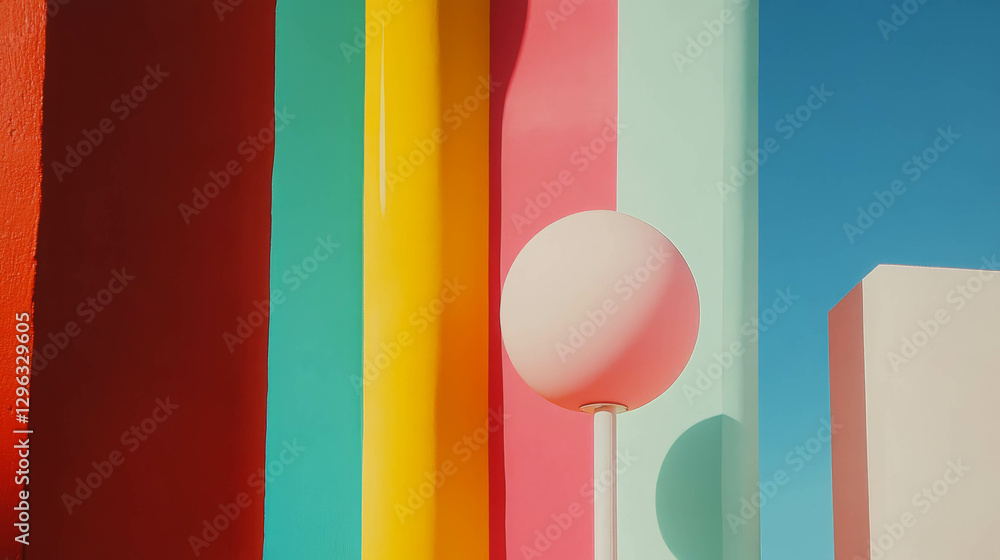 Poster minimalist abstract design with geometric shapes in vibrant colors