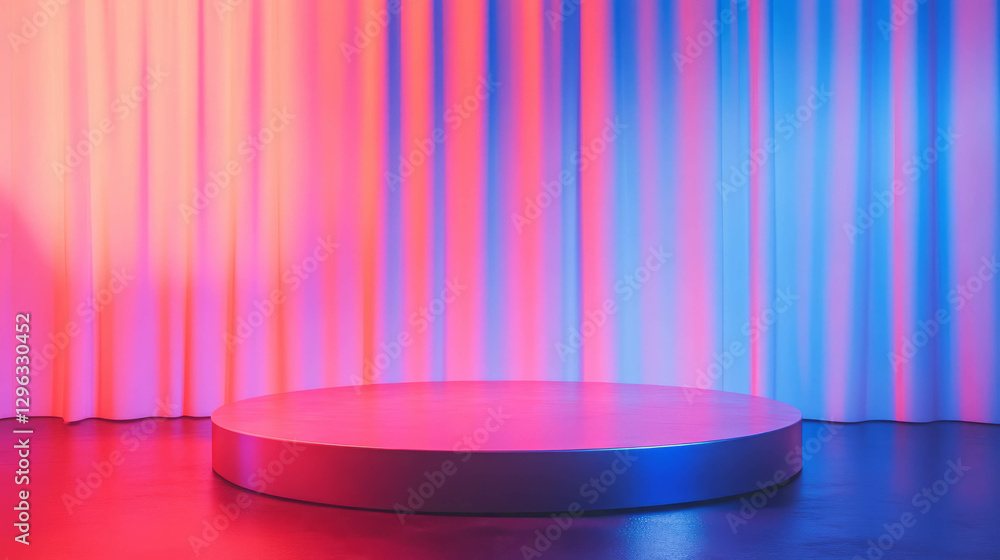 Poster vibrant podium display with dynamic colorful gradient background for event design
