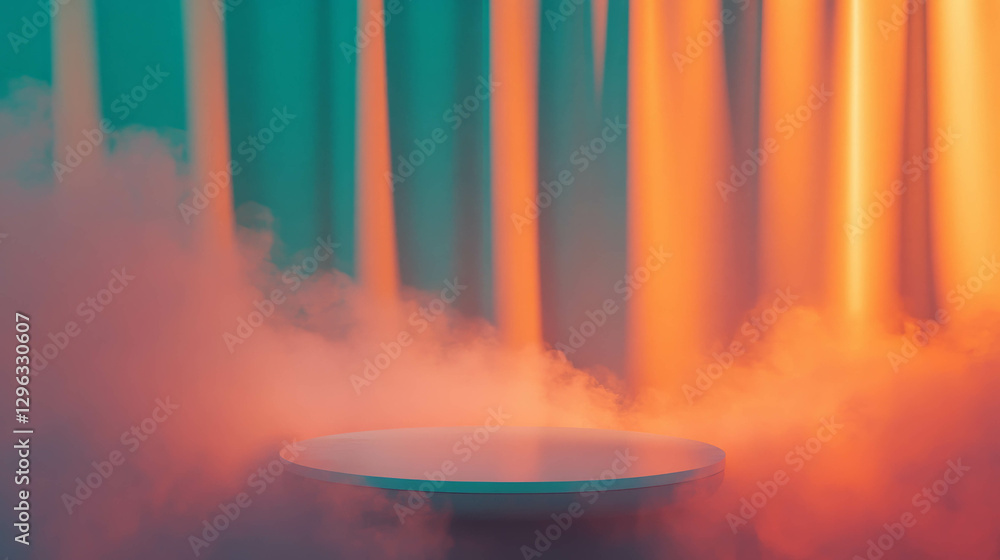 Aufkleber Atmospheric podium with fog and soft lighting for elegant displays