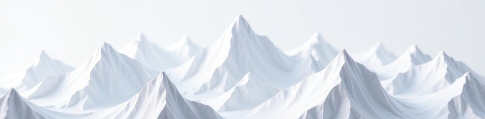 Jagged white paper peaks, ethereal mountain range, illustration, horizon, minimal