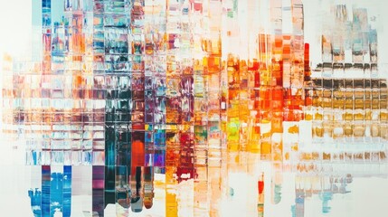 Fototapeta premium Abstract city landscape, vibrant colors, blurred background, modern art, website banner