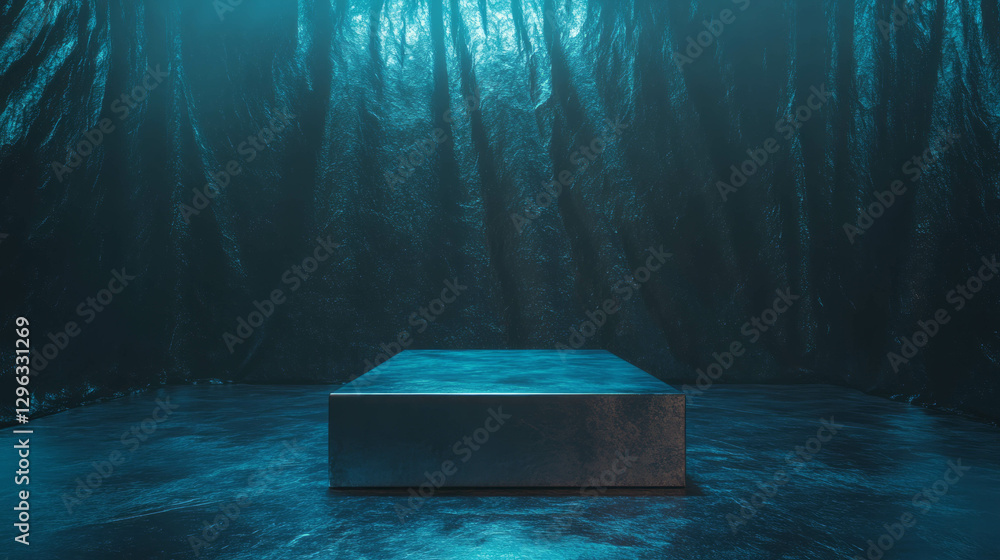 Poster modern podium on textured metallic background for event display or product showcase