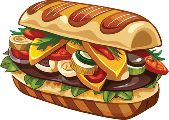  Cartoon Sandwich with Cheese, Tomatoes, and Lettuce