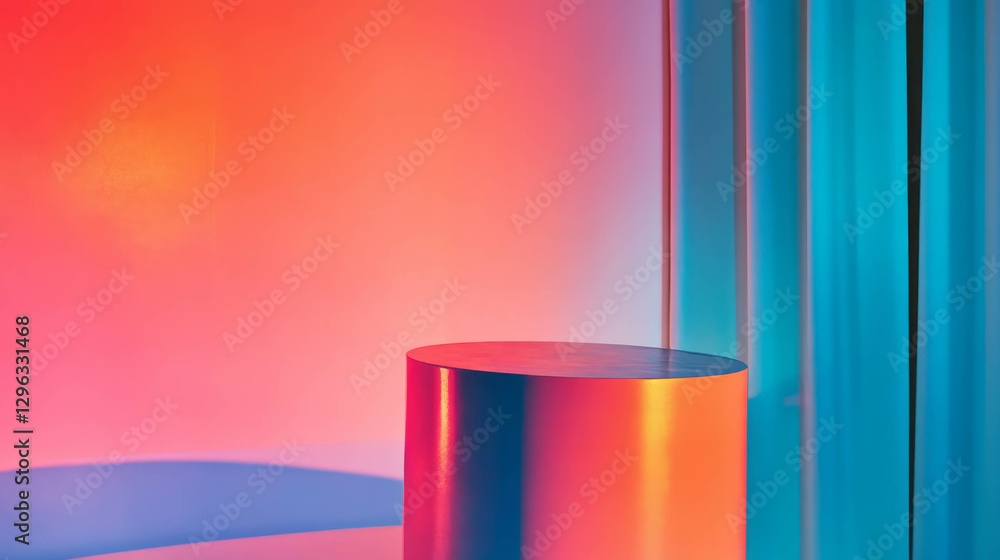 Aufkleber Vibrant pastel display podium with soft diffused lighting in modern abstract design