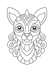 Zentangle Animal Portrait with Intricate Patterns – Adult Coloring Page on White Background