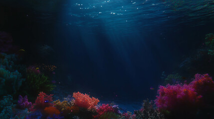 Fototapeta premium Serene underwater scene with vibrant coral reefs and colorful fish