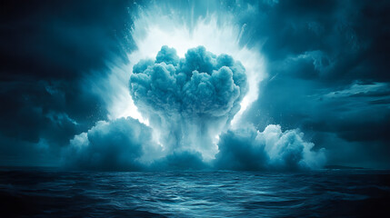 Naklejka premium A large white and blue explosion 