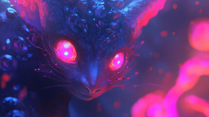 Enchanting mystical creature with glowing eyes in a dreamlike fantasy scene