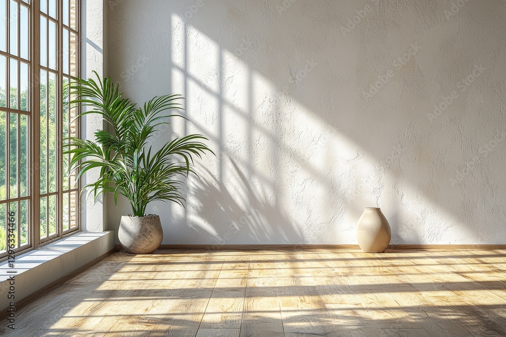 Poster an empty space is poised for transformation through furniture and decor, making it ideal for interio
