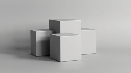 Fototapeta premium Minimalist Geometric Composition with White Cubes on Grey Background