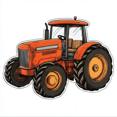 Obraz premium tractor - kids illustration in sticker style, perfect for children's books, educational materials, and fun farm-themed decorations