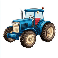 Obraz premium tractor - kids illustration in sticker style, perfect for children's books, educational materials, and fun farm-themed decorations