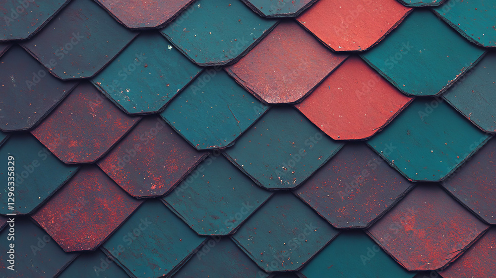 Poster abstract geometric roof texture with varied colors for architectural backgrounds