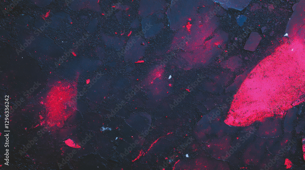 Poster abstract asphalt texture with cracks and vibrant red accents for artistic design