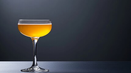 Cognac Sunset Cocktail in Coupe Glass - Elegant cognac cocktail, sunset hues, sophisticated drink, coupe glass, alcoholic beverage. Symbolizes relaxation, luxury, celebration, warmth