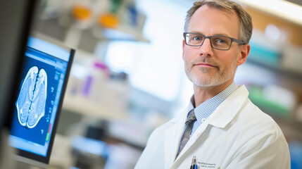 Advanced Neuroimaging Doctor Analyzing Brain Scans