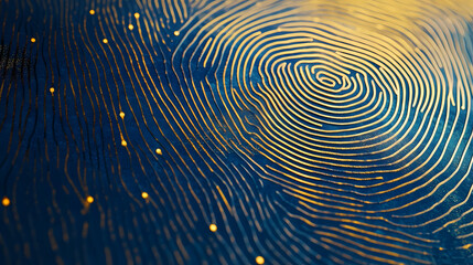 Close-up of Golden and Blue Spiral Fingerprint