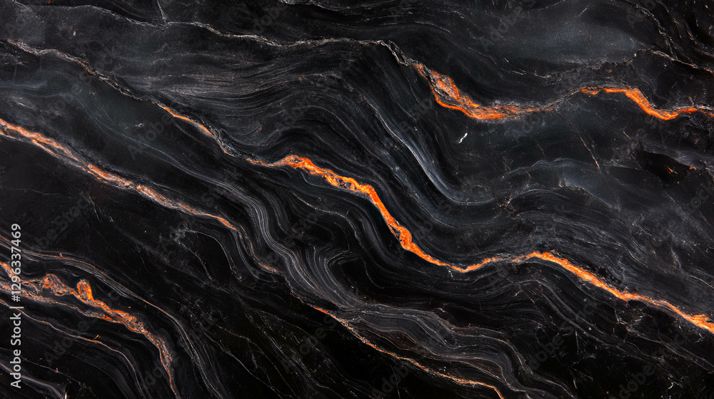Poster Black quartzite texture with smooth patterns for elegant design