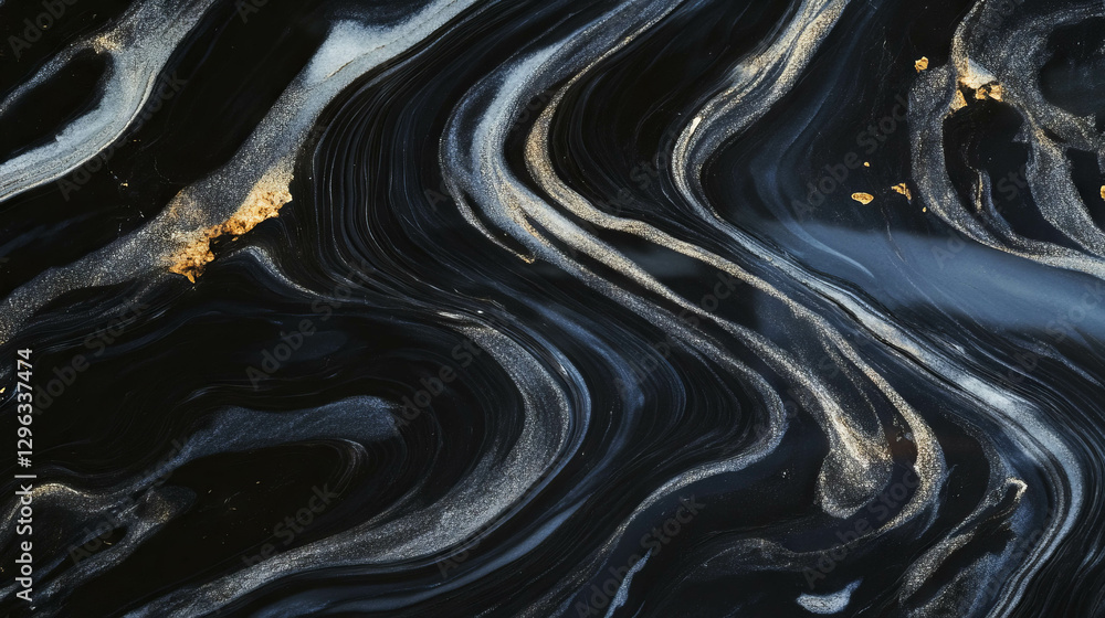 Poster elegant black quartzite texture with smooth flowing patterns for decorative design
