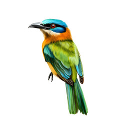 Fototapeta premium turquoise-browed motmot with green blue