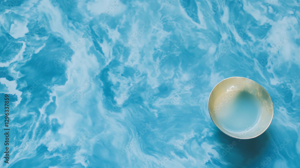 Poster elegant blue quartzite texture with subtle patterns and ceramic bowl