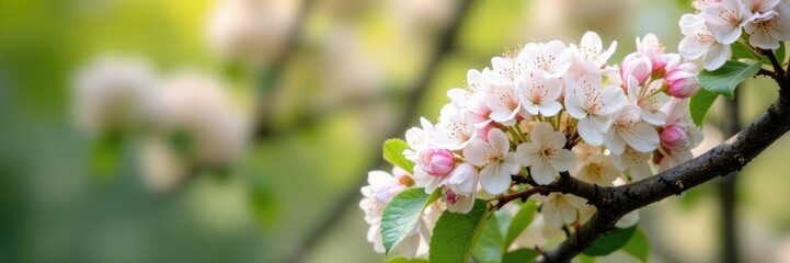 Obraz premium Macadamia tree covered in white and pink flowers, spring, garden