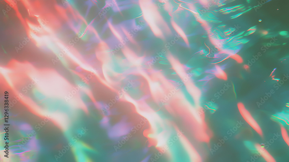 Poster ethereal blurred underwater scene with light reflections for creative background use