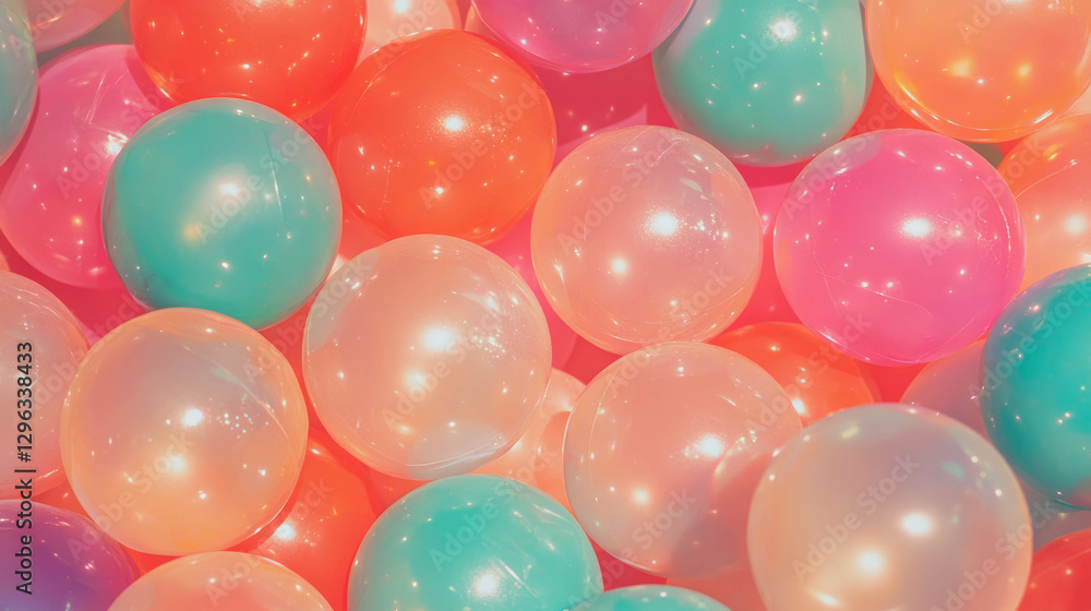 Poster colorful bouncy balls texture for playful design and backgrounds