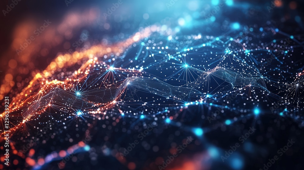 Aufkleber Abstract background featuring interconnected lines and dots creating a digital network design