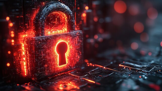 Digital illustration of a padlock symbolizing online protection and cybersecurity in the digital world, representing data security and privacy concepts