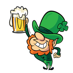 Vector illustration of cartoon leprechaun