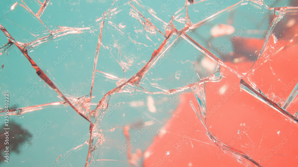 Poster shattered glass texture with sharp fragments in abstract design