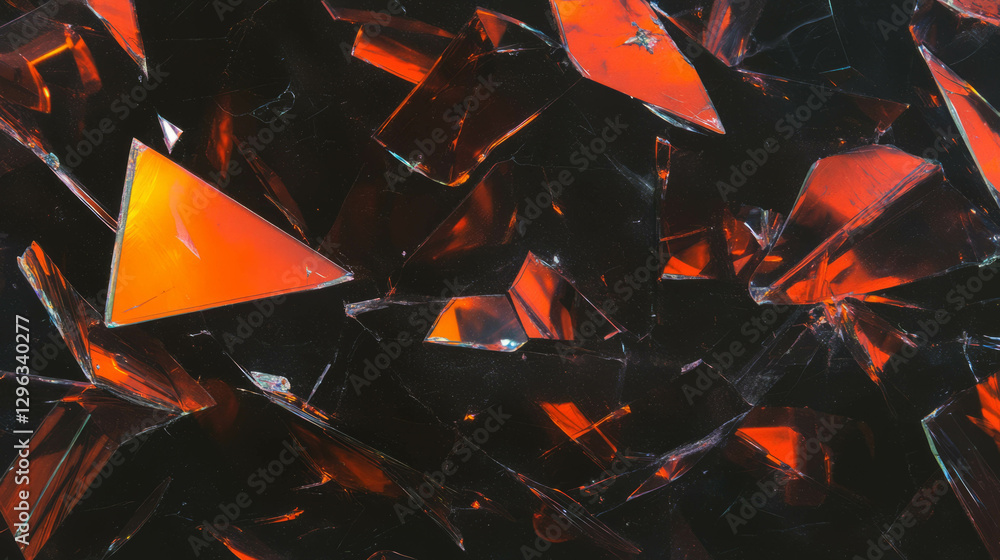 Aufkleber Abstract background of sharp red and black broken glass fragments for modern design
