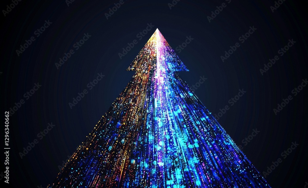 Poster the image features a blue background with a sequence of upward-pointing arrows that are evenly space