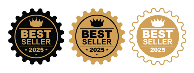 Set of Best Seller 2025 Badges in Black and Gold