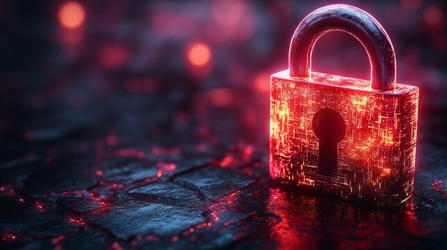 Digital illustration of a padlock symbolizing online protection and cybersecurity in the digital world, representing data security and privacy concepts