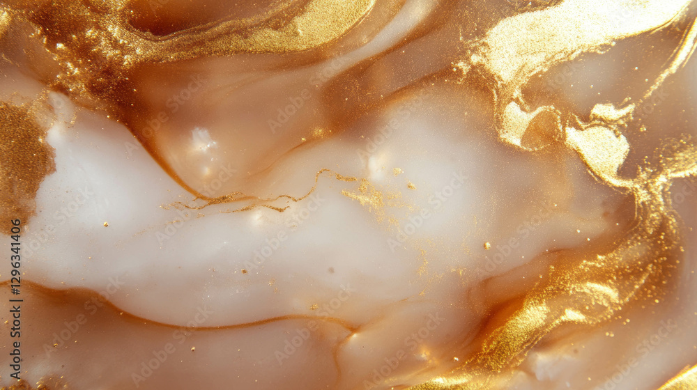 Poster abstract background with brown ink blot and gold highlights for elegant design