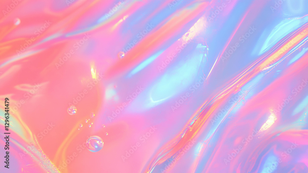 Poster Iridescent bubble texture with colorful reflections for creative design