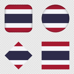 Thailand Flag Icons Pack. Vector illustration.